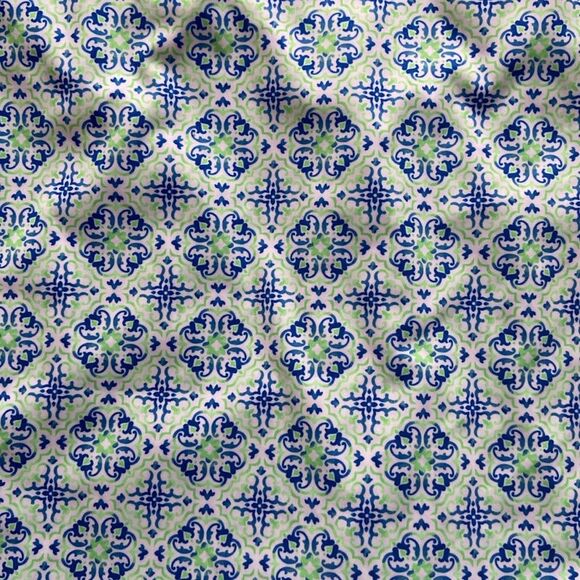 Blue Green Patterned Swim Skort with pockets - Picture 2 of 10